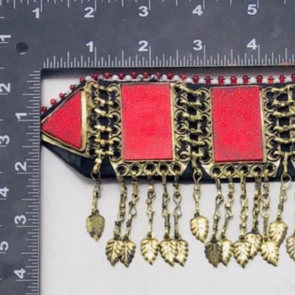 Tribal Jewelry Set, Antique Handmade Choker NecklacWith MathaTikka and Earring - Picture 8 of 10